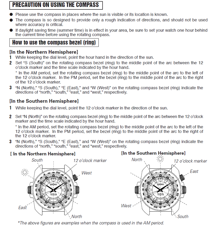 Seiko Compass Bezel Instructions